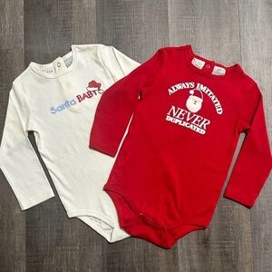 New Set of 2 Baby & Toddler Size 24 Months Christmas Holiday Onesie Bodysuits